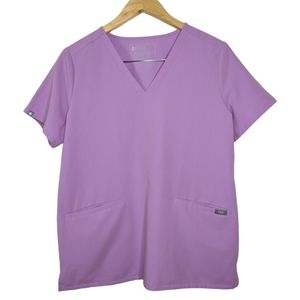 Figs Casma Three-Pocket Scrub Top Lavender Dew